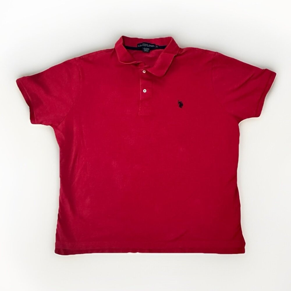 US Polo Assn Mens Polo Shirt Men’s 2XL Short Sleeve Red Blue Logo Golf Casual